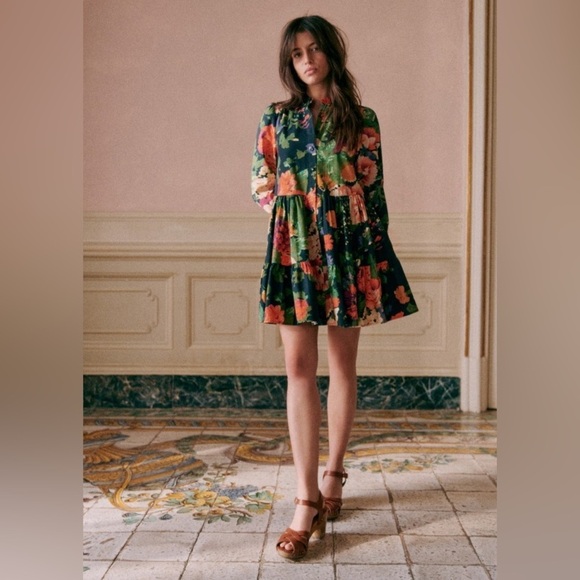 Sézane Trianon Print Blue Floral Hidaya Dress Size 34/XS - Picture 3 of 17